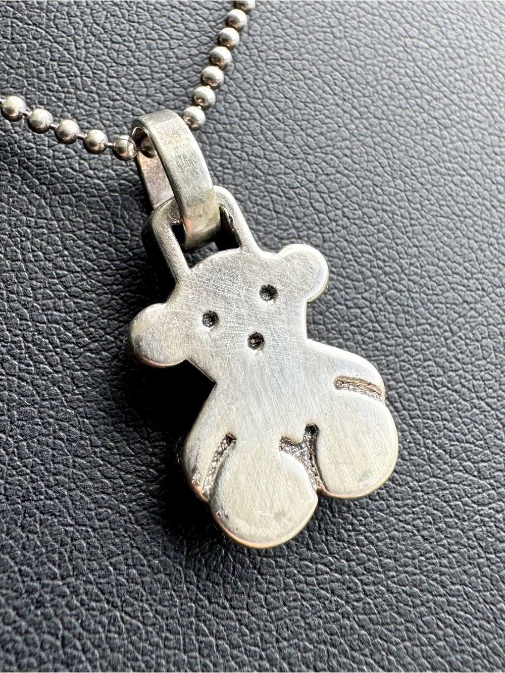 Sterling Silver .925 TOUS TEDDY BEAR Pendant with Ball Chain Necklace 16”